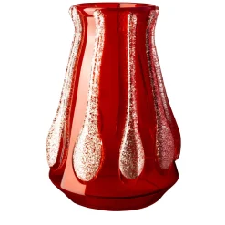 Carlo Moretti Vaso rosso glitterato Colate di