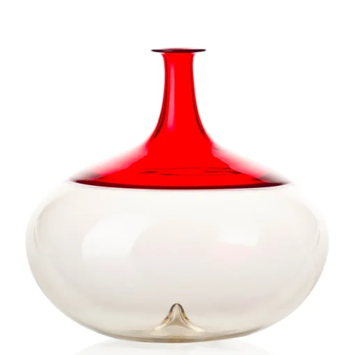 Venini Vaso rotondo Bolle di Tapio Wirkkala in rosso/chiaro