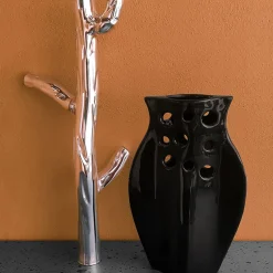 Franco Raggi Vaso Schiacciato 2 Nero