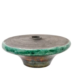 Design Center 1991 Vaso scultura rotondo in raku Intorno al Cerchio di Nino Basso