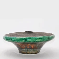 Design Center 1991 Vaso scultura rotondo in raku Intorno al Cerchio di Nino Basso