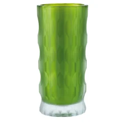 Creart Vaso verde e trasparente inciso a fantasia