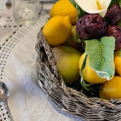 Caspal Vassoio decorativo rotondo in metallo placcato intrecciato