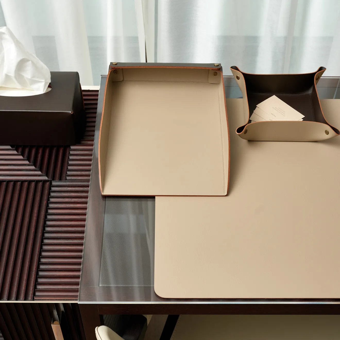 ADJ Style Vide poche in pelle Cappuccino e cioccolato #2