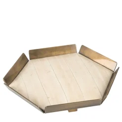 Selezioni Domus Vide Poche in Pelle di Anguila e Ottone Lucido Chiaro Nuance Crema