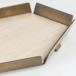 Selezioni Domus Vide Poche in Pelle di Anguila e Ottone Lucido Chiaro Nuance Crema
