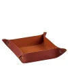 ADJ Style Vide Poche quadrata in pelle Bordeaux e Cognac