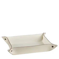 ADJ Style Vide Poche rettangolare in pelle Panna Cotta e Bianca