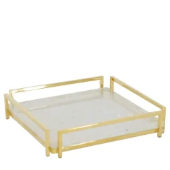 Giuliano Tincani Videopoche quadrata dorata in quarzo ialino