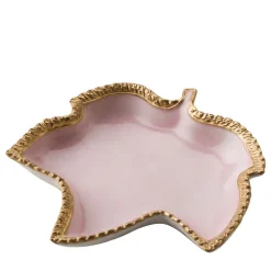 Cattin Porcellane Videpoche rosa e oro con foglie di vite
