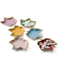 Cattin Porcellane Videpoche rosa e oro con foglie di vite